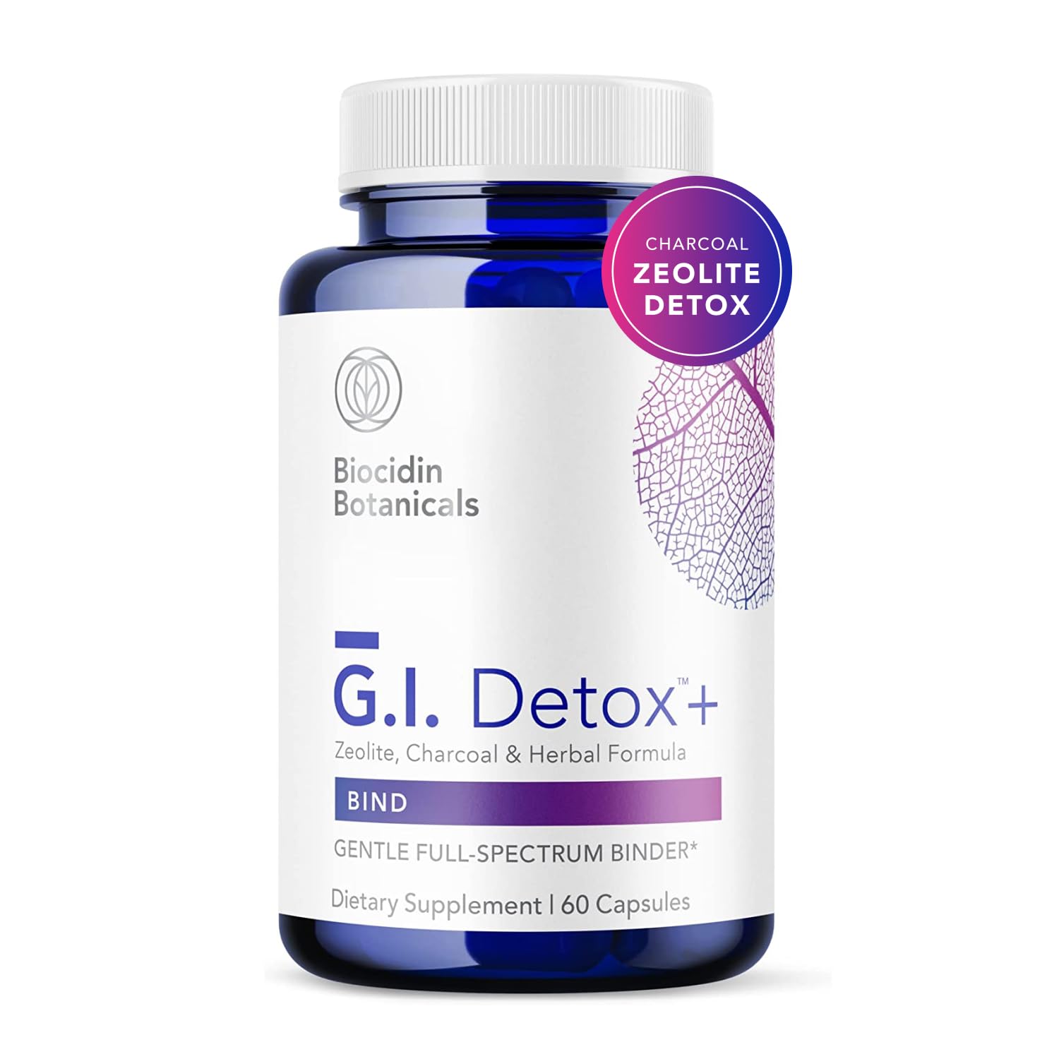 Biocidin G.I. Detox+ Activated Charcoal Binder & Zeolite Detox Supplements with Silica - Helps Bind & Clear Toxins - Supports Full Body Cleansing and May Reduce Bloating (60 Capsules) Bio-Botanical ResearchUS supplements