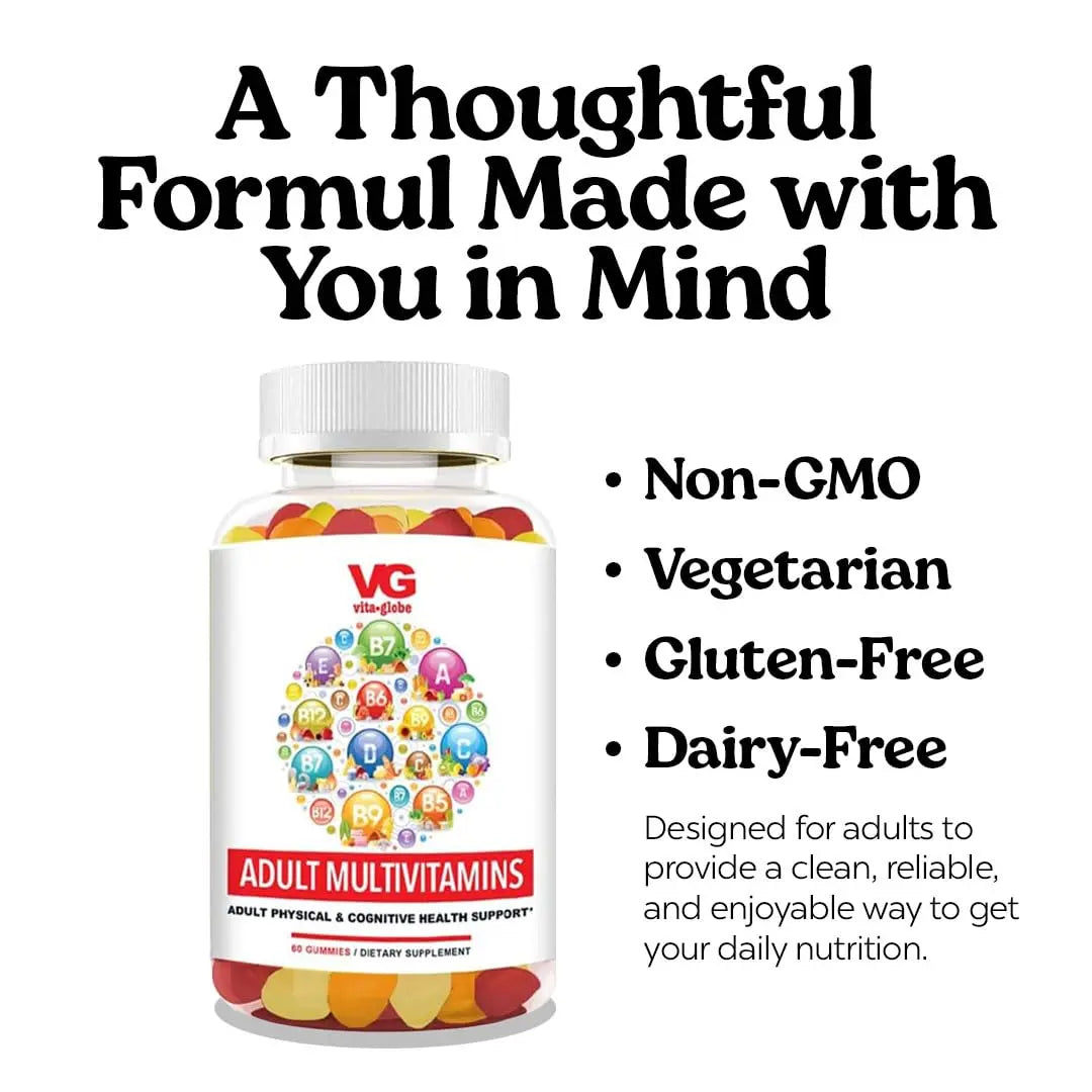 VITA GLOBE Adult Multivitamin Gummies – with Vitamins C, D, E, B6, B12, Folate & Biotin | Daily Multivitamin Supplement for Energy VITA GLOBEAu supplements