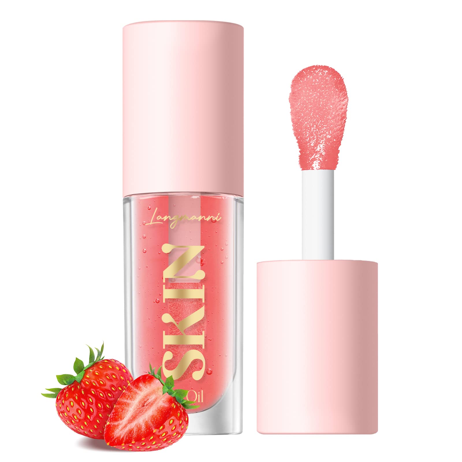 LANGMANNI Moisturizing Lip Oil,No-Sticky Lip Gloss Lip Balm Lip Care,Fruit Flavoured Lip Oil For Dry Lip's Moisturizing Hydrating And Nourishing ((Strawberry)) LANGMANNIAu supplements