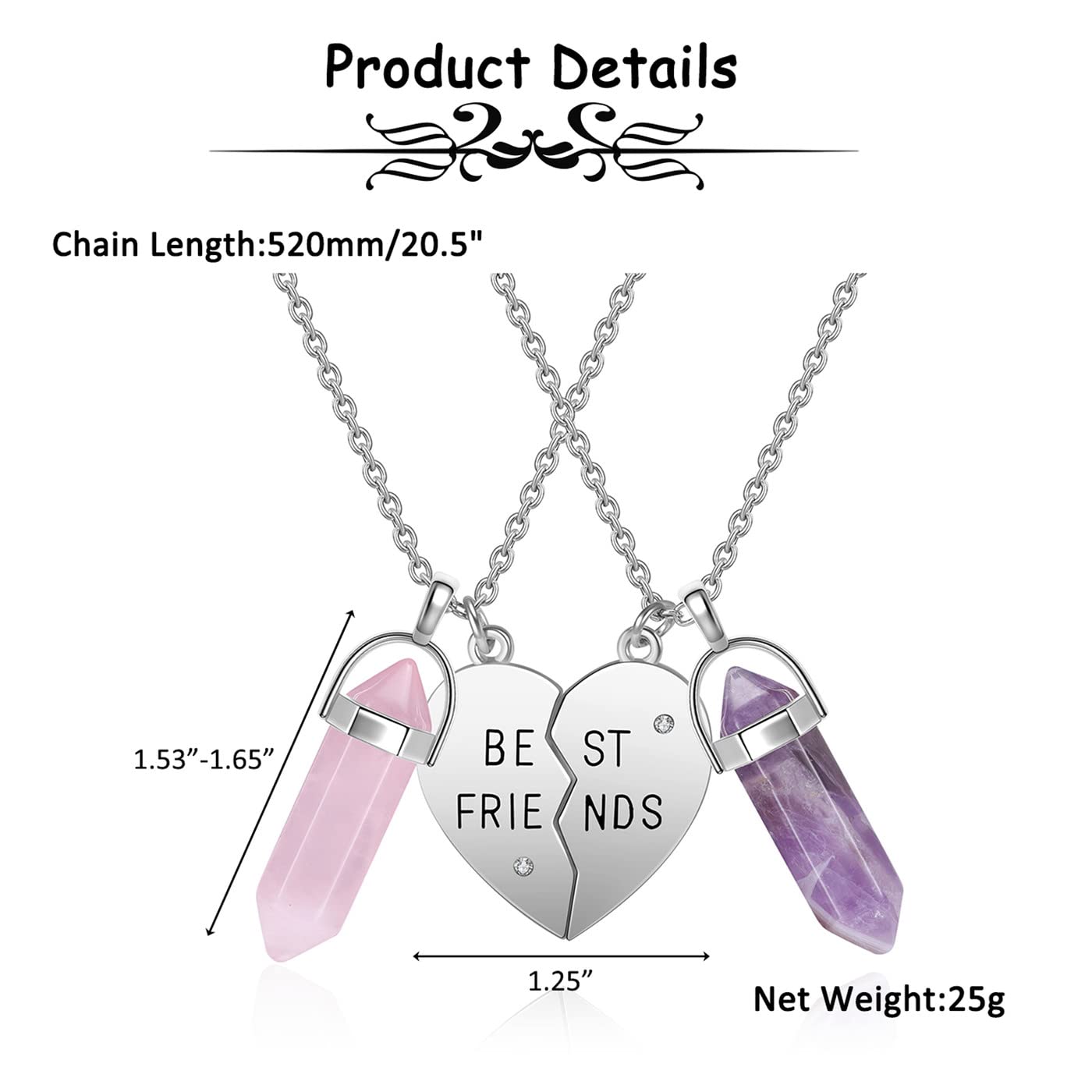 PESOENTH Best Friend Necklace for 2 Girls Gifts- BFF Friendship Necklaces Women Matching PESOENTHAu supplements