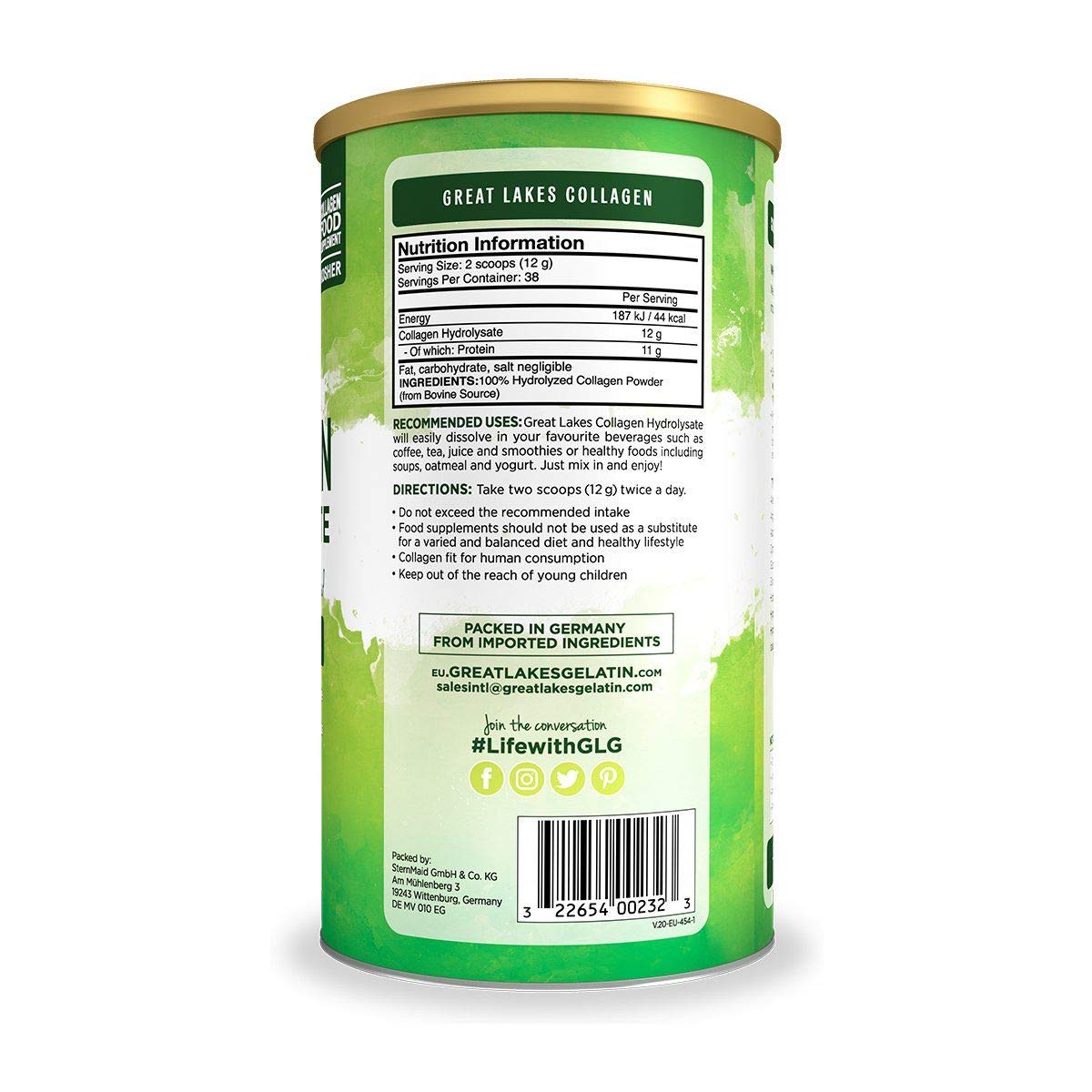 Great Lakes Gelatin Collagen Hydrolysate, Grass-Fed Bovine Hydrolysed Collagen Peptides Protein Great Lakes GelatinAu supplements
