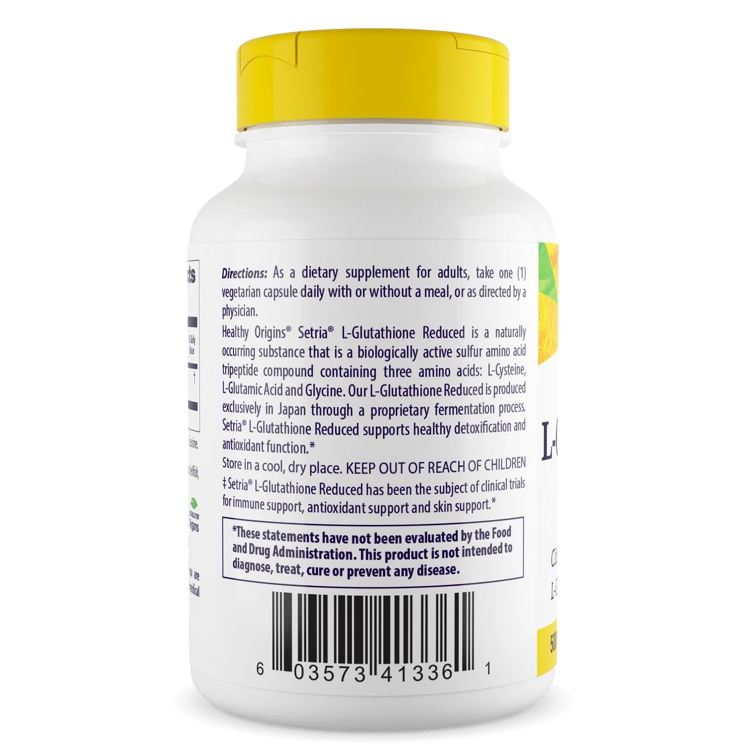 Healthy Origins L-Glutathione 500 mg (Setria, Non-GMO, Gluten Free, Antioxidant, Immune Support, Skin Support), 60 Veggie Caps Healthy OriginsAu supplements