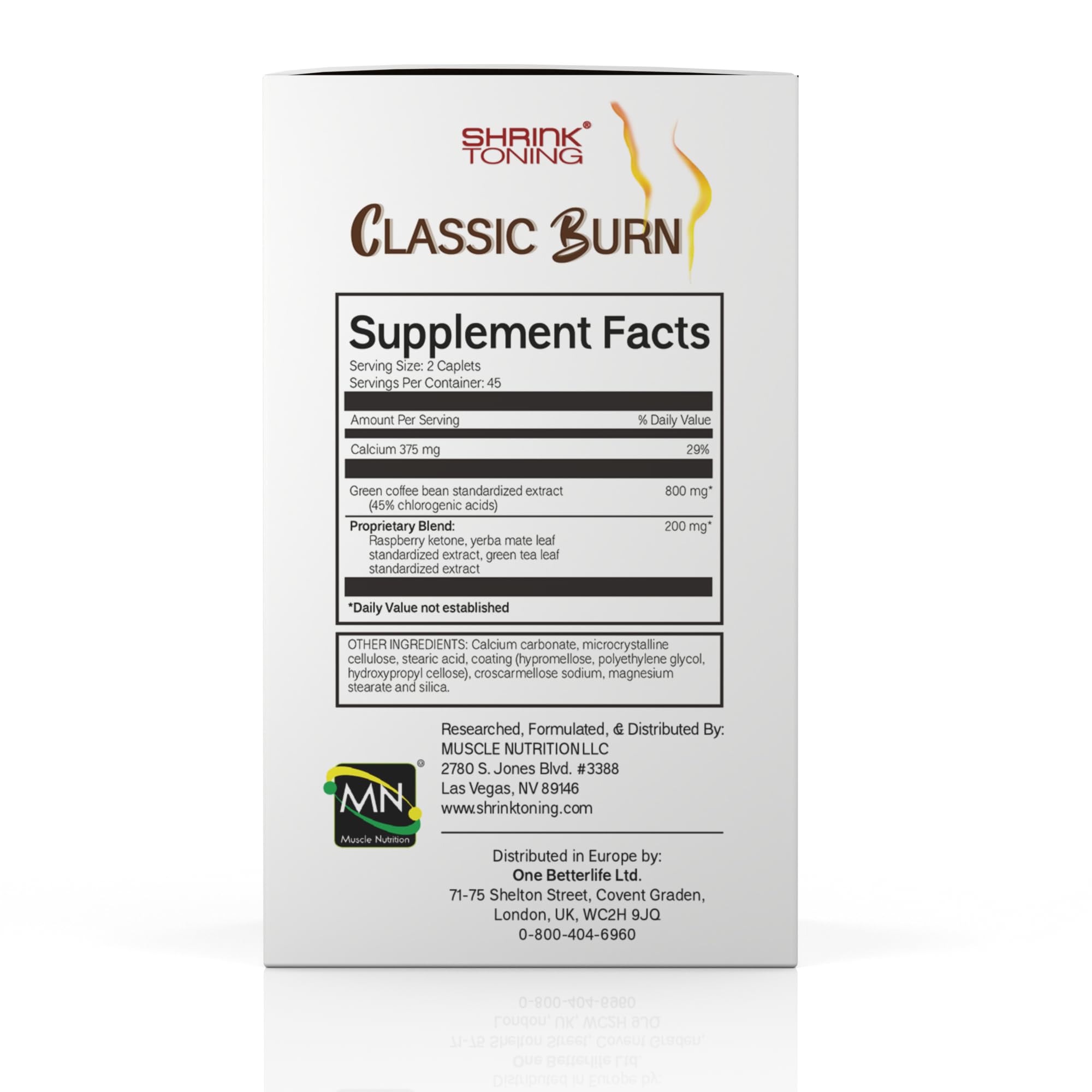 shrink Classic Burn - Pure Green Coffee Bean Extract and Raspberry Ketones with 45% shrinkAu supplements