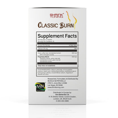 shrink Classic Burn - Pure Green Coffee Bean Extract and Raspberry Ketones with 45% shrinkUS supplements