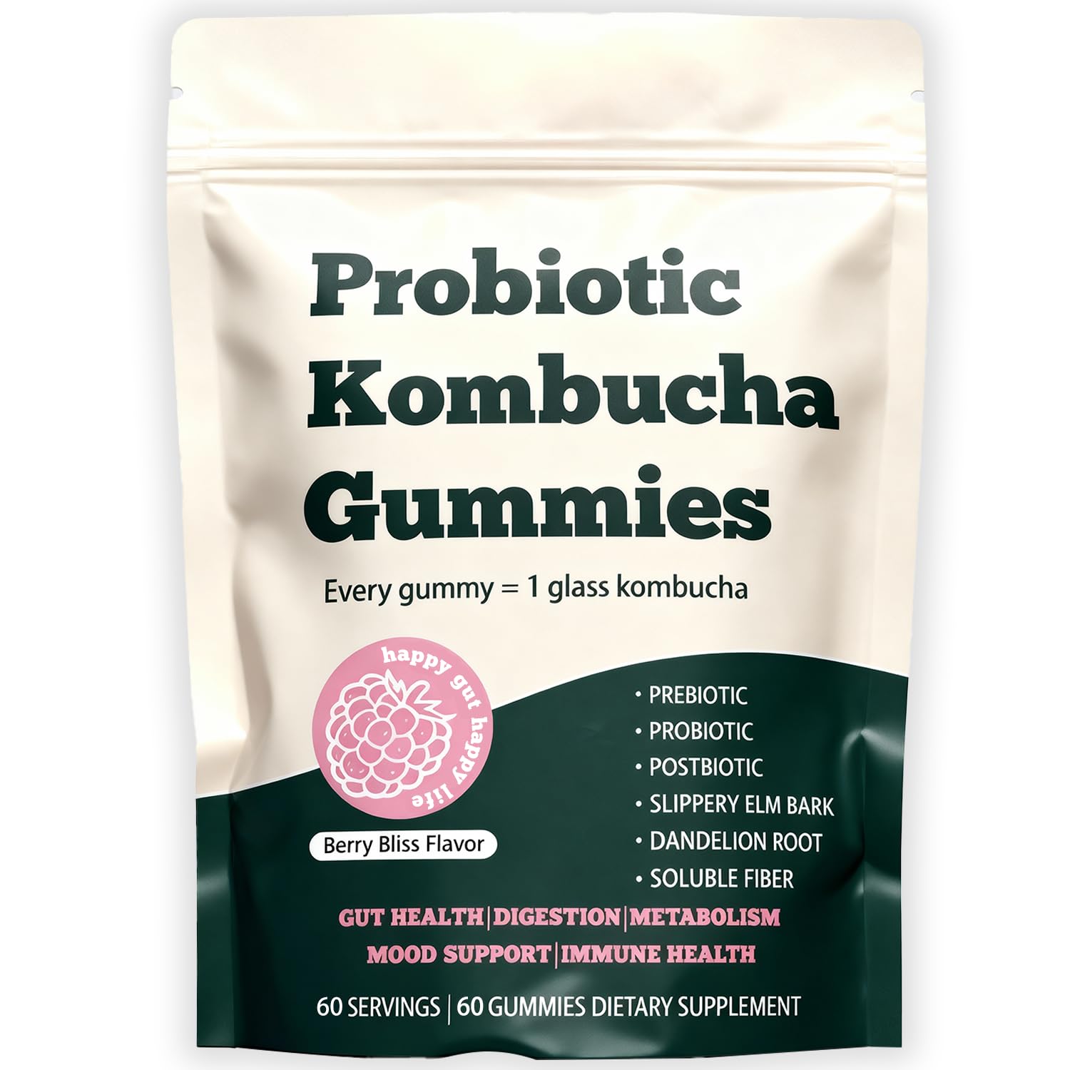Glo Vous Probiotic Kombucha Gummies – 60 Gummies, with Prebiotics, Postbiotics & Fiber,Includes Slippery Elm, Dandelion Root & MCT Oil,Supports Digestive Health, Bloating Relief & Gut Support Glo VousAu supplements