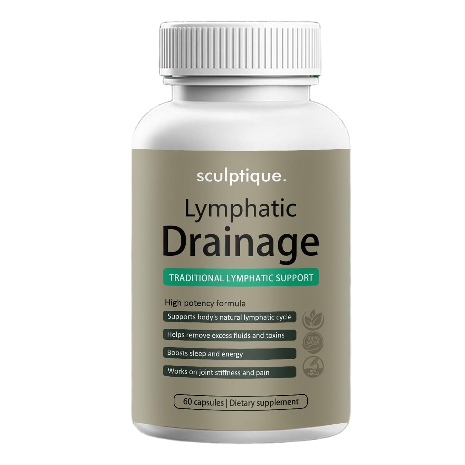 pressurepal Sculptique Lymphatic Drainage Capsules, New Maximum Potency Formula with Dandelion Extract, Cleavers Extract - Supports Cellulite Reduction, Lymphatic Drainage, 60 Capsules (1pcs) pressurepalAu supplements