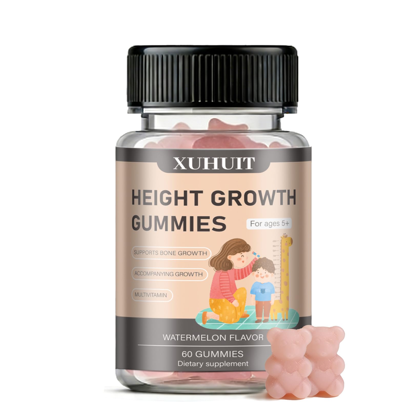 ZYGCDZ Growth Gummies for Kids & Teens - Natural Height Support with Vitamin D3, K2, Calcium & Ashwagandha - Bone Strength Supplement for Picky Eaters Ages 5+ (Watermelon Flavor) (1) ZYGCDZAu supplements