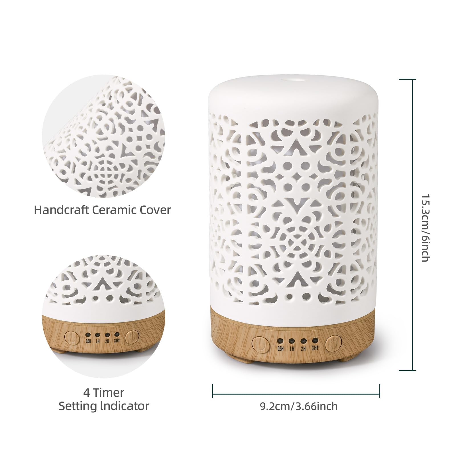 Essential Oil Diffusers, 100ml White Ceramic Diffuser with 7 LED Lights,Ultrasonic Aromatherapy homnasAu supplements