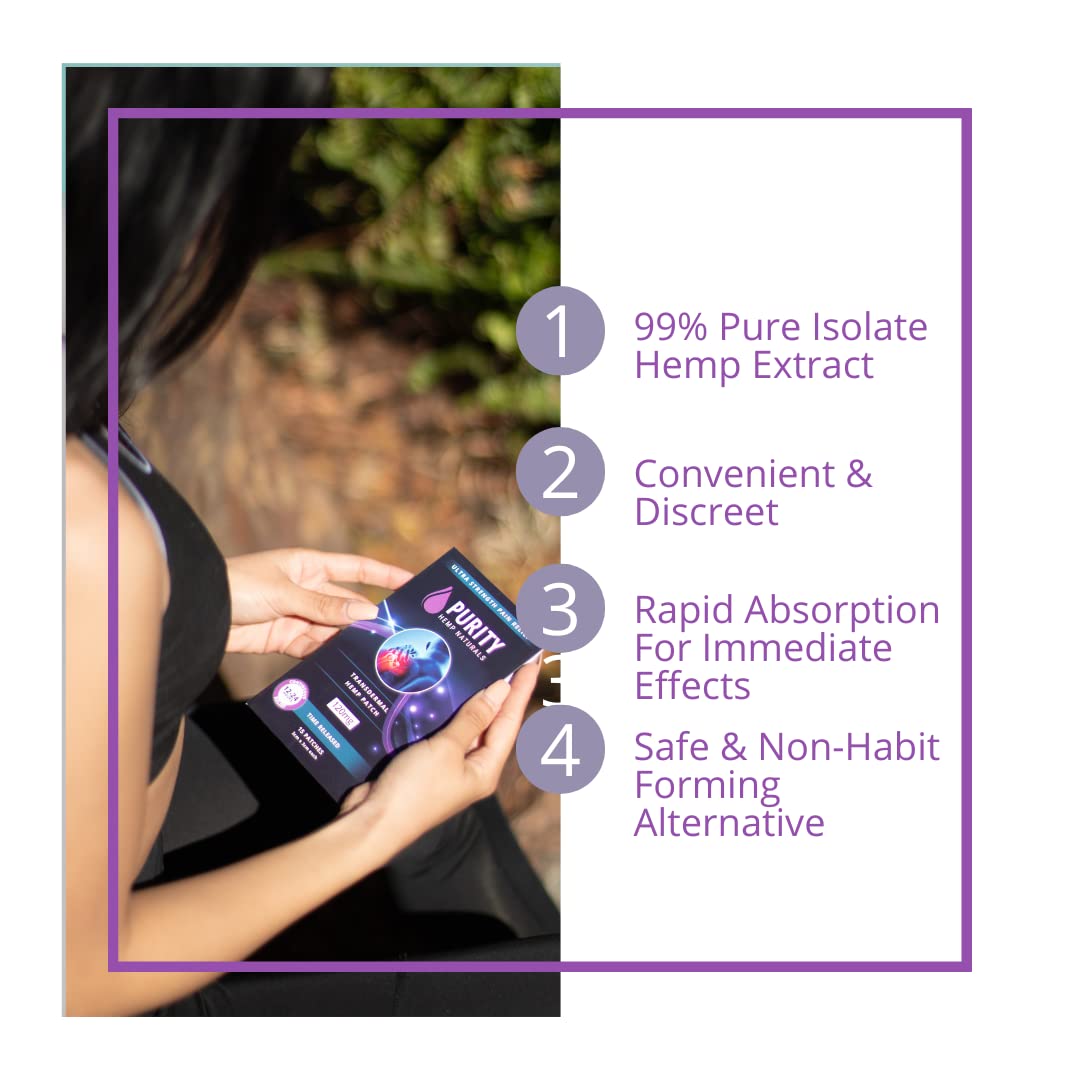 Purity Hemp Naturals Body Discomfort Patch 240 mg - 30 ct (8 mg ea.) Lasts 24 Hours. Sweat & Water Resistant. Convenient & Discreet. For Use On Any Part Of The Body. Plant-Based Extended-Release Patch Purity Hemp NaturalsAu supplements