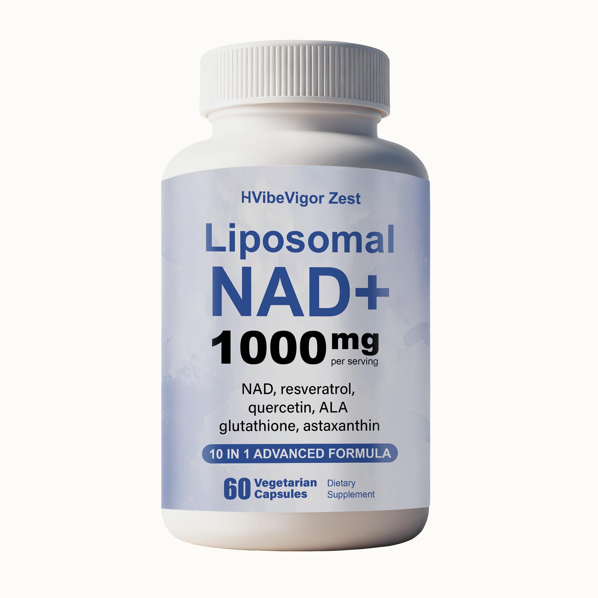 NAD Supplement 1000mg, Liposomal NAD+ Supplement with Resveratrol, Glutathione & Astaxanthin - Support Cellular Health, Stamina & Healthy Aging, NMN Supplement Alternative – 60 Capsules HVibeVigor ZestAu supplements