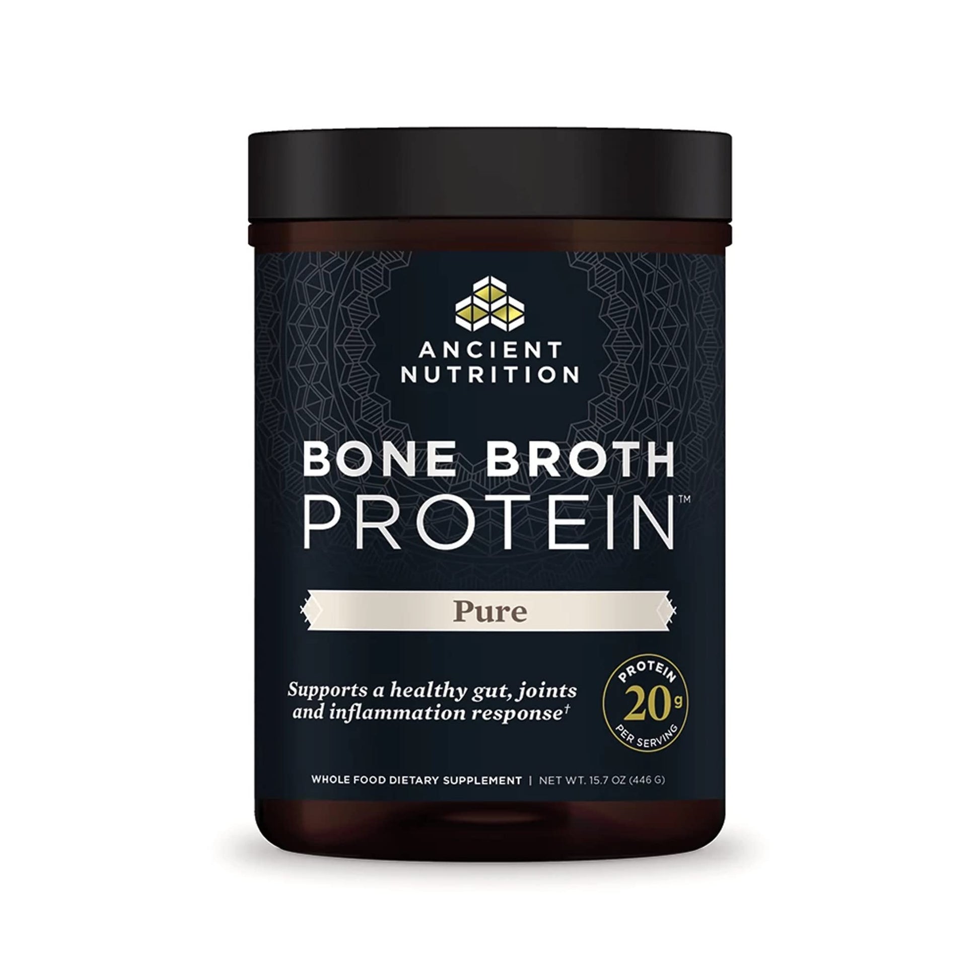 Ancient Nutrition Bone Broth Protein Powder, Pure Flavor, 20 Servings Size Ancient NutritionUS supplements