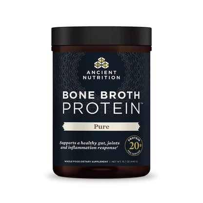 Ancient Nutrition Bone Broth Protein Powder, Pure Flavor, 20 Servings Size Ancient NutritionUS supplements