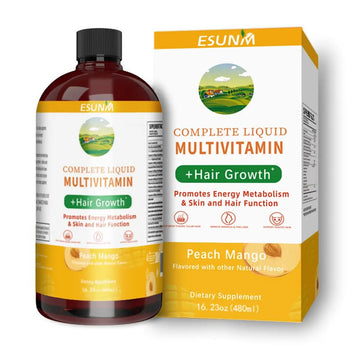 ESUNM Complete Liquid Multivitamin + Hair Growth, Promotes Energy Metabolism& Skin and Hair Function| Vitamin C D | B Vitamins | ESUNMAu supplements