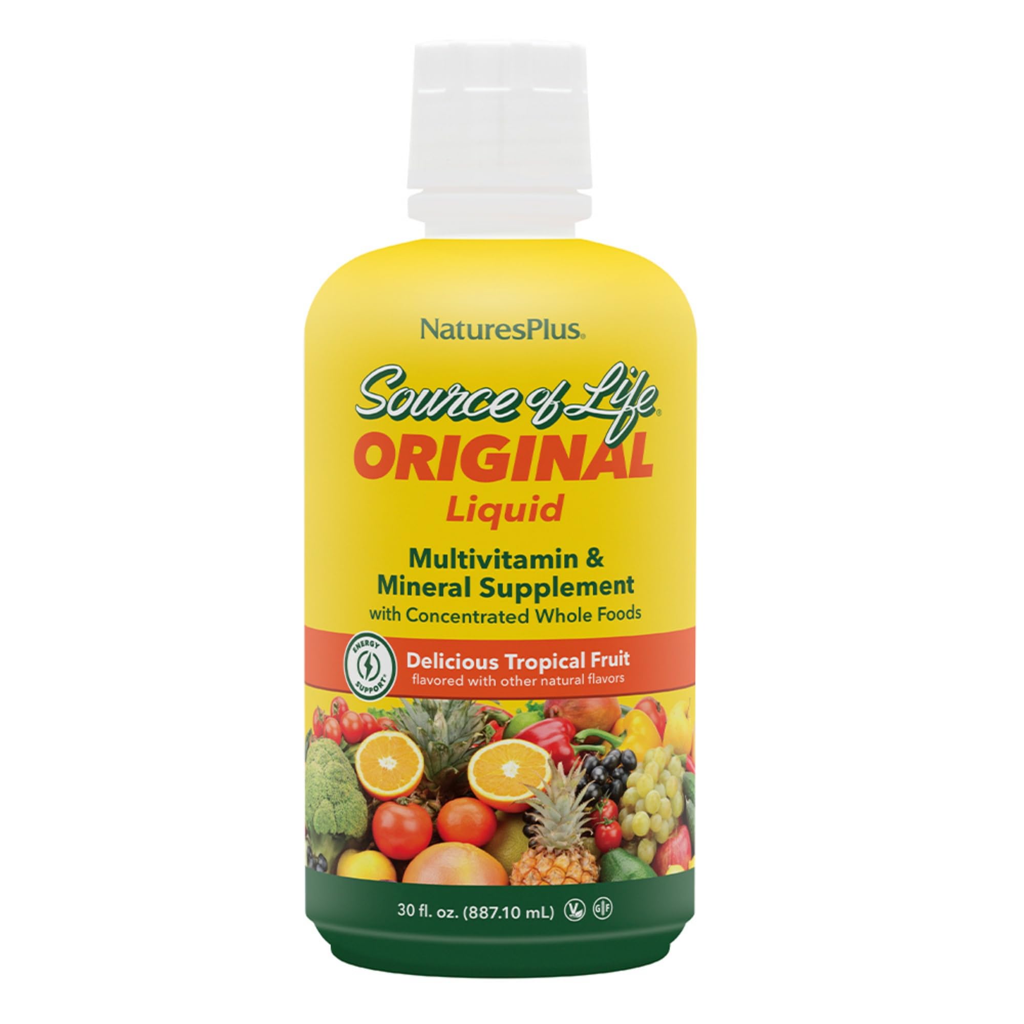 NaturesPlus Source of Life Liquid - 30 fl oz - Tropical Fruit Flavor - Wholefood Supplement, Energy Booster, Antioxidant - Vegetarian, Gluten-Free - 30 Servings Aus HealthcareAu supplements