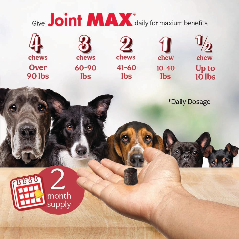 Joint Max TS Joint Supplement Vet Formulated Pain & Inflammation Relief Treats Hip Dysplasia & Arthritis, Glucosamine, Chondroitin, Turmeric, MSM, HA, Creatine, Omega 3 EPA + DHA.120 Soft Chews Joint MaxAu supplements