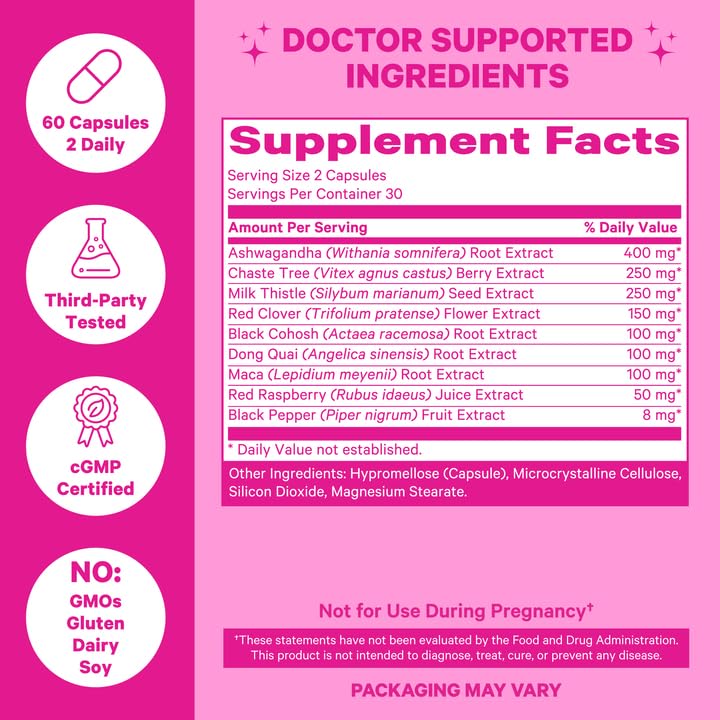 Pink Stork Menopause Supplements for Women with Ashwagandha and Black Cohosh Pink StorkUS supplements