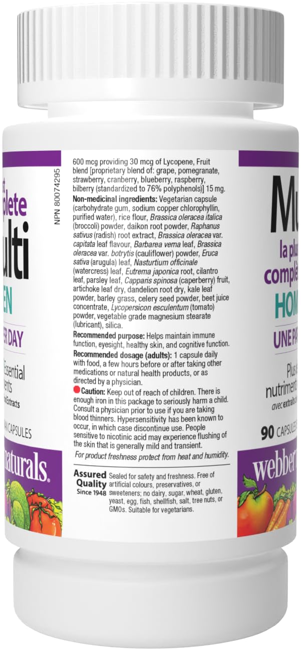 Webber Naturals Men's Most Complete Multi, 90 Vegetarian Capsules Webber NaturalsAu supplements