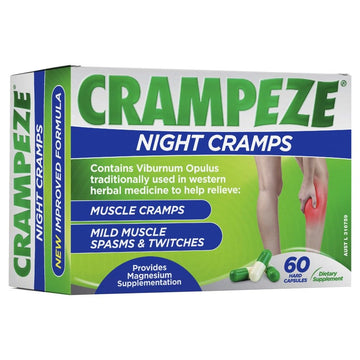 Crampeze Night Cramps Natural Relief of Muscle Cramps, Spasms & Tired Legs 60 Capsules CrampezeAu supplements