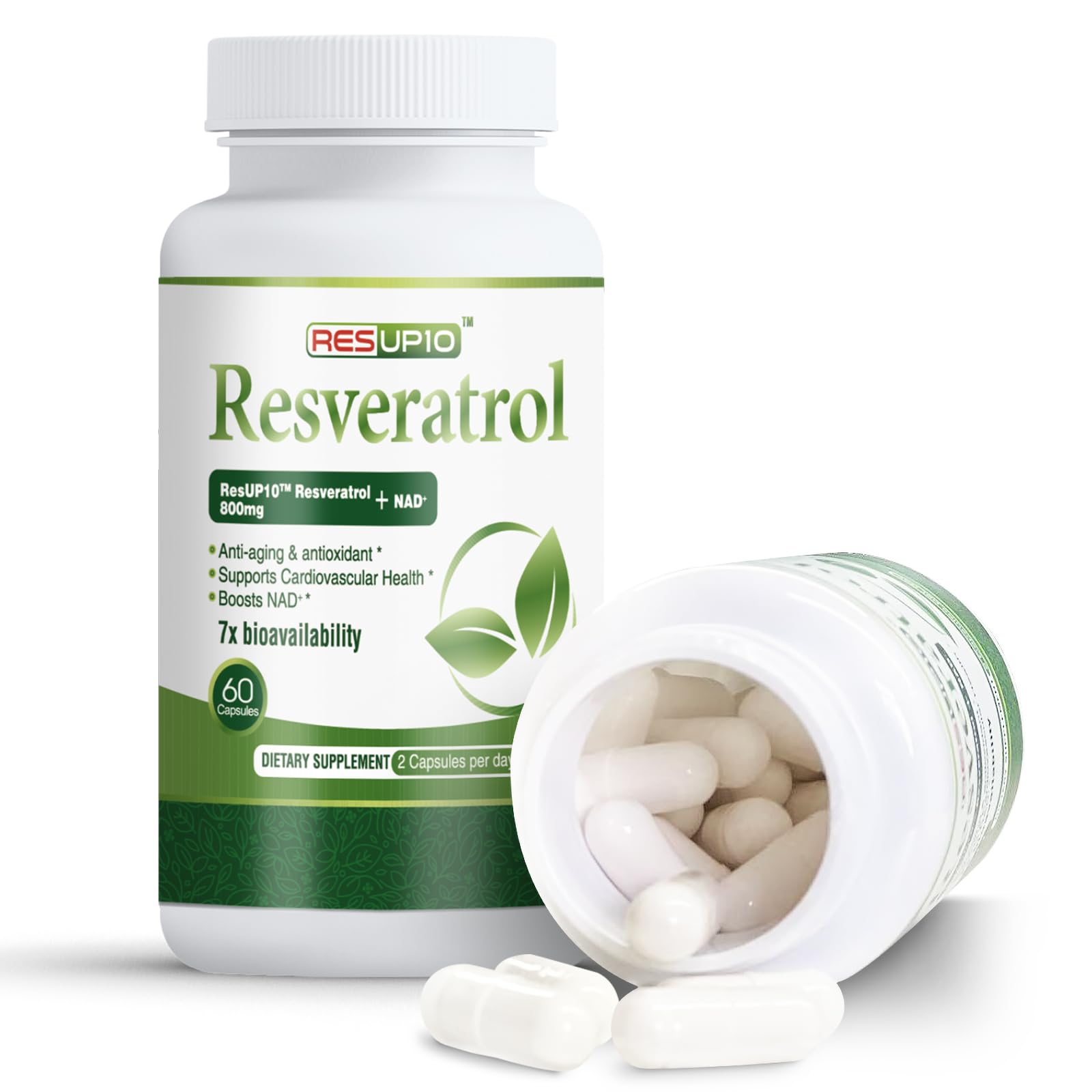 PureBotan Liposomal NAD+ Resveratrol Supplement 1300mg, High Bioavailable Trans Resveratrol ResUP10, with Extra Strength NAD Plus, Support Aging, Cardiovascular Health and Cellular Energy, 60 Capsules PureBotanAu supplements