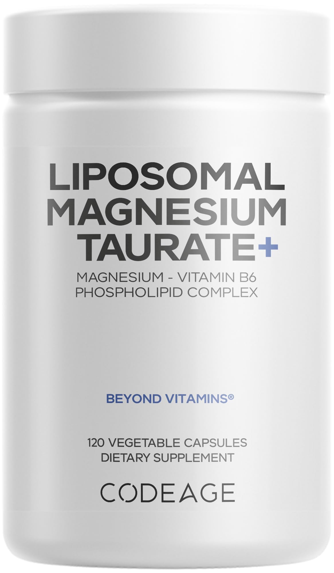Codeage Liposomal Magnesium Taurate+ Supplement - Magnesium Taurate, Vitamin B6 as Pyridoxal 5-Phosphate, 2-Month Supply - Liposomal Delivery, Vegan, Non-GMO, Gluten-Free, 120 Capsules CodeageAu supplements