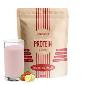 UpNourish Strawberry Banana Vegan Protein Powder 54 Superfoods Powder,1.5 Billion CFU Probiotics 21g Plant Based Protein,No Sugar No Dairy No GMO Dairy Free,Meal Replacement Shake Keto-Friendly Low-Carb Diet,15 Servings UpNourishAu supplements
