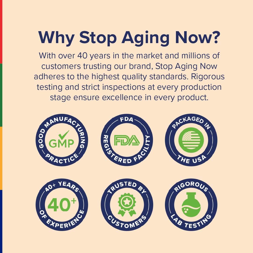Stop Aging Now - Brain Supplement Complex - with Ginkgo Biloba, Lion's Mane, Bacopa, and DMAE - 60 Vegetarian Capsules - Advanced Blend Stop Aging NowAu supplements