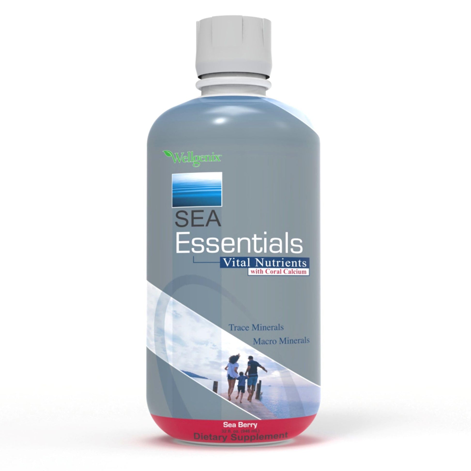 Wellgenix Sea Essentials Liquid Mineral Dietary Supplement with Trace and Macro Minerals and Coral Calcium – Sea Berry Flavor – 32 fl oz WellgenixAu supplements
