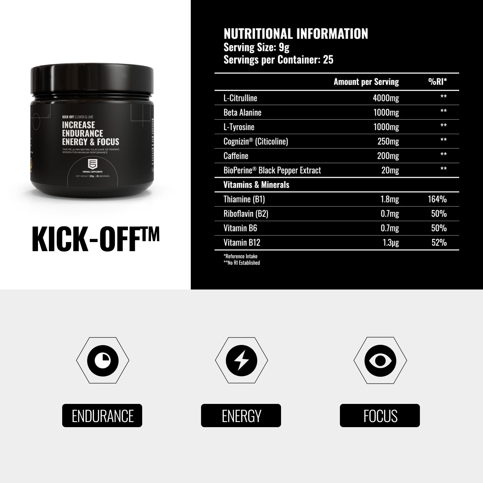 Kick Off | Pre-Training/Pre-Game Supplement for Footballers by Football Supplements GenericAu supplements