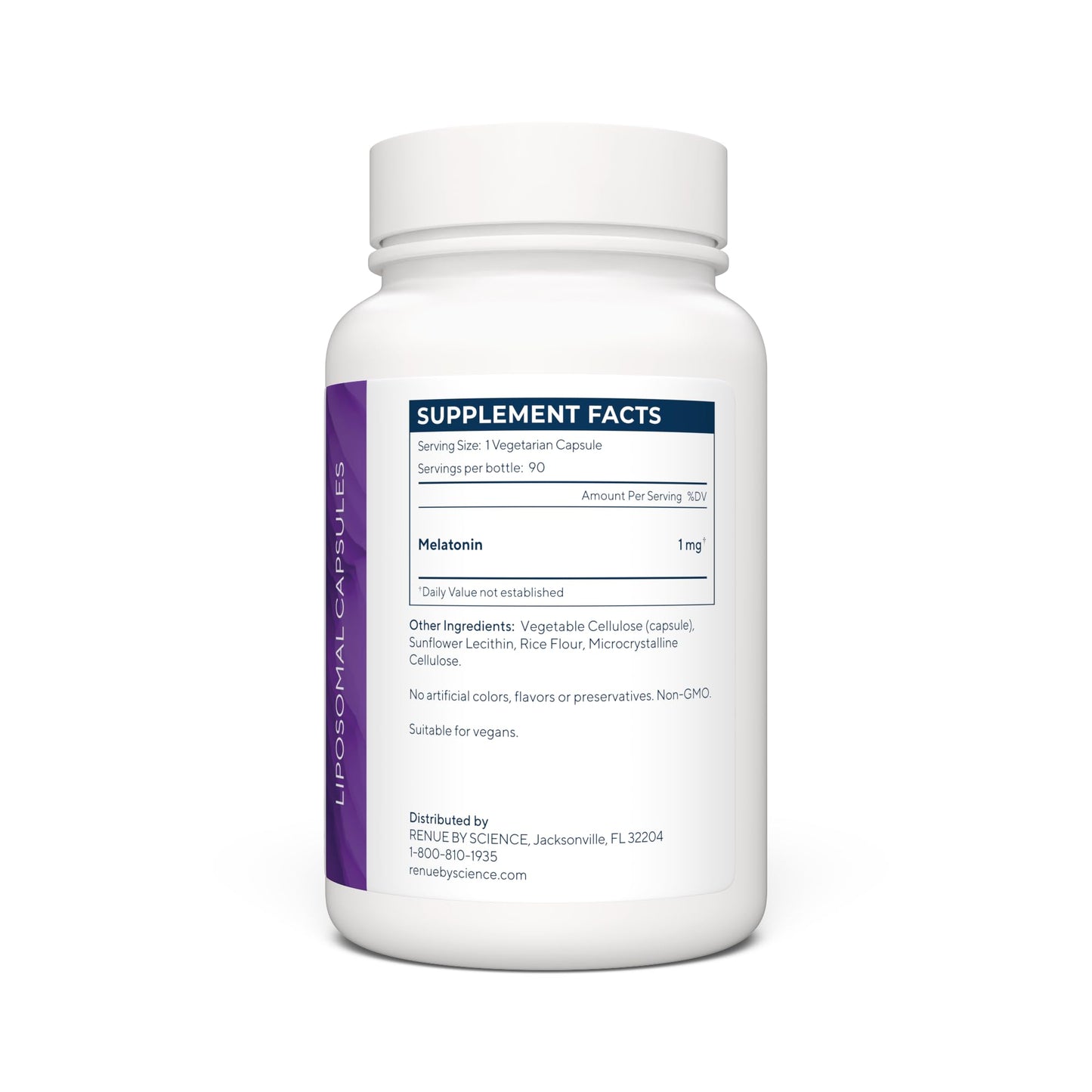 Renue By Science Melatonin | Liposomal Melatonina Supplement | 90 High Strength Melatonin Capsules - 1mg Melatonin per Serving | Sleep Aid Melatonin | Non-GMO | Made in The USA & Third-Party Tested Renue By ScienceUS supplements