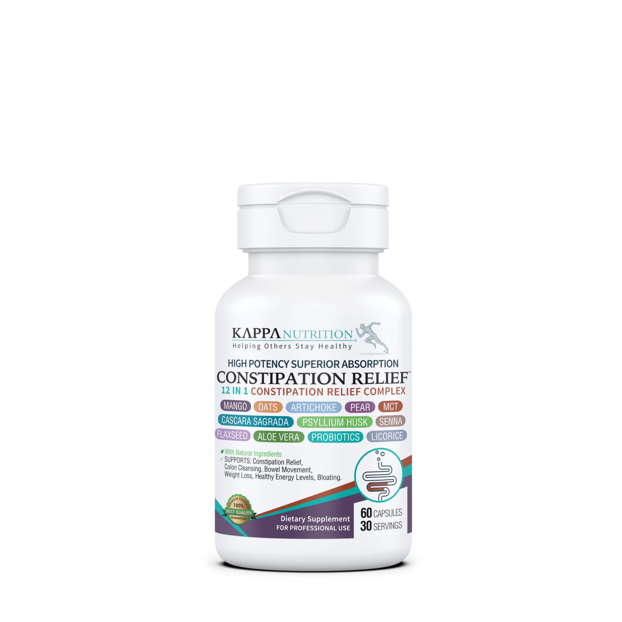 KAPPA NUTRITION Constipation Relief Supplement – Gentle Colon Cleanse for Regularity & Gut Health – Non-Habit Forming Formula with Fiber, Herbs & Probiotics – Non-GMO, 60 Capsules KAPPA NUTRITIONAu supplements