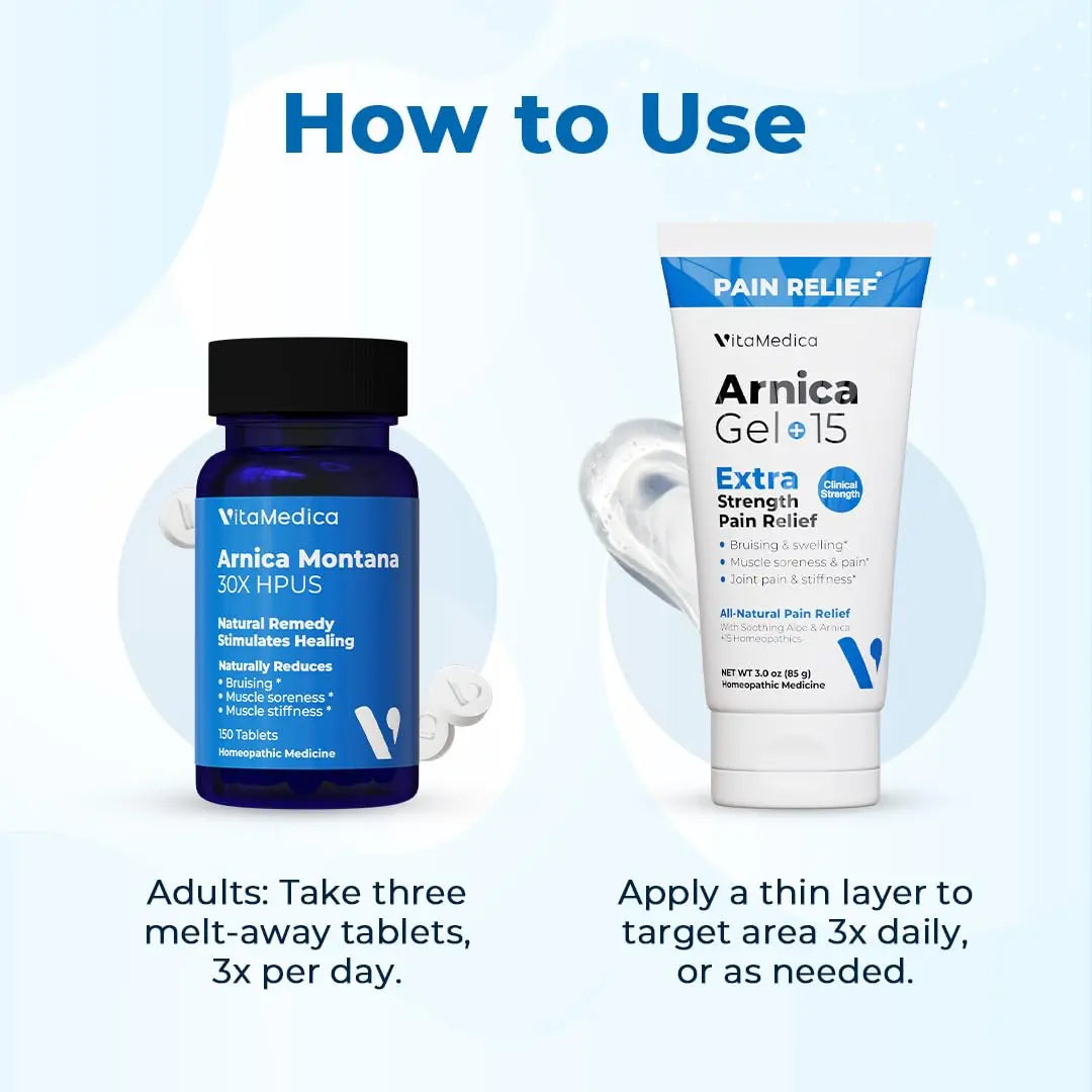 VitaMedica Arnica Montana Tablets & Arnica Gel Bundle – Support for Bruising, Swelling & Soreness, 150 Rapid-Dissolve Tablets + 3 oz Water-Based Gel VitaMedicaAu supplements