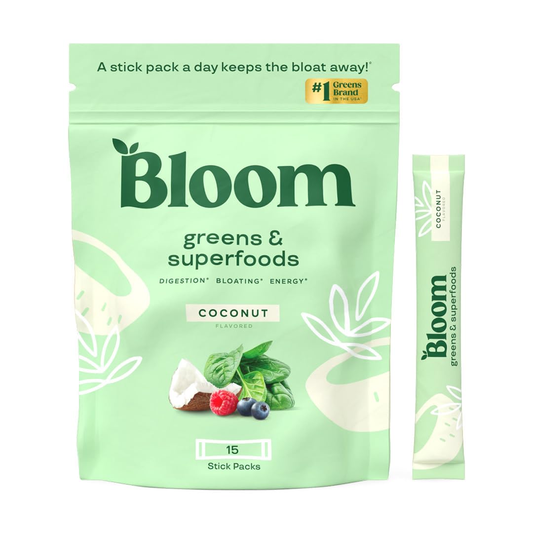 Bloom Nutrition Super Greens Powder Smoothie Mix, 15 Stick Packs - Probiotics Bloom NutritionAu supplements