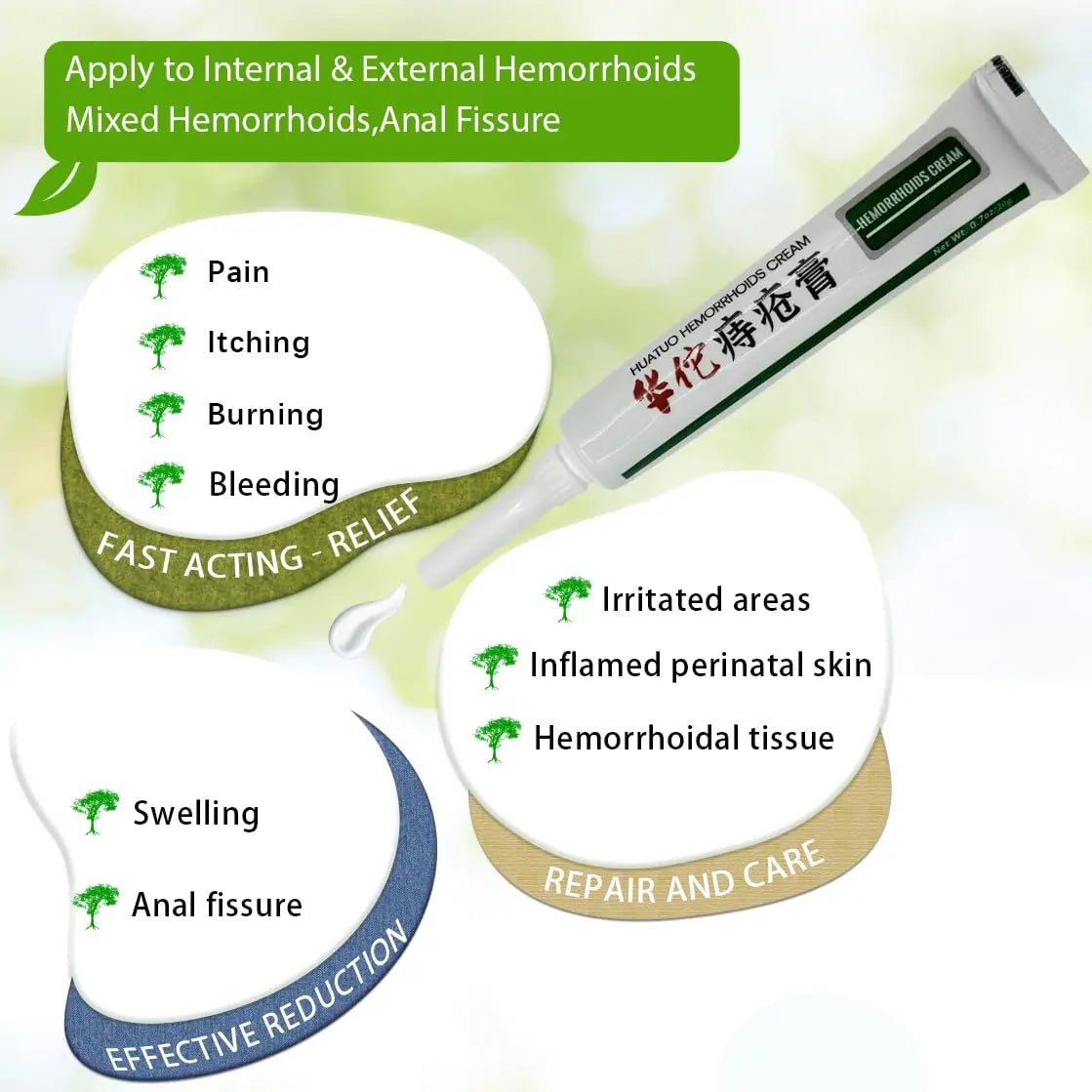 BONIORRI Hemorrhoid & Fissure Relief Ointment 20g Tube– Maximum Strength Hemorrhoid Cream, Herbs Fast Acting Ingredients. (0.7 oz Total) BONIORRIAu supplements