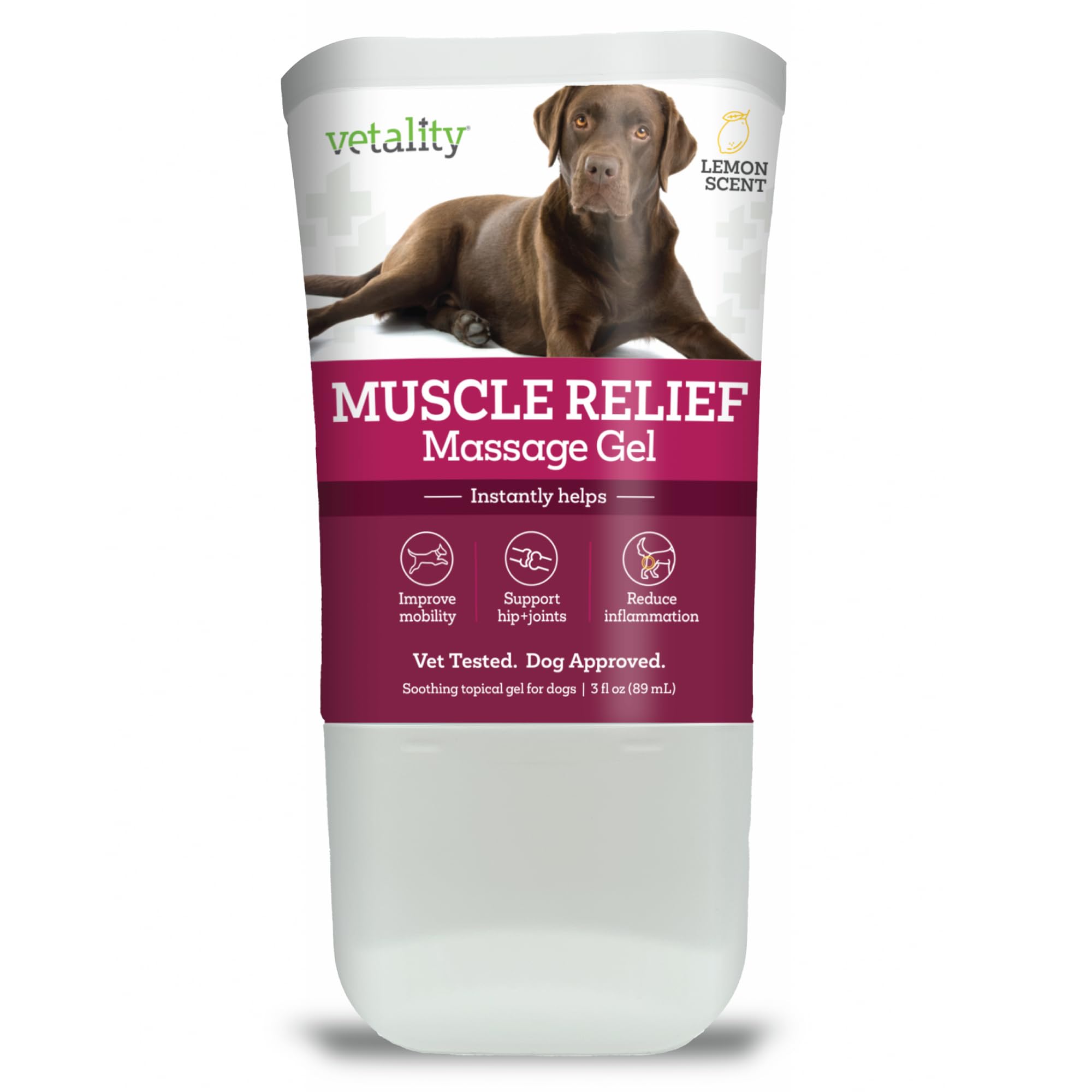 Vetality Muscle Rub Ointment for Dogs | Fast Pain Relief | Soothing Topical Anti-Inflammatory | 3 fl oz | Lemon Scent VetalityAu supplements