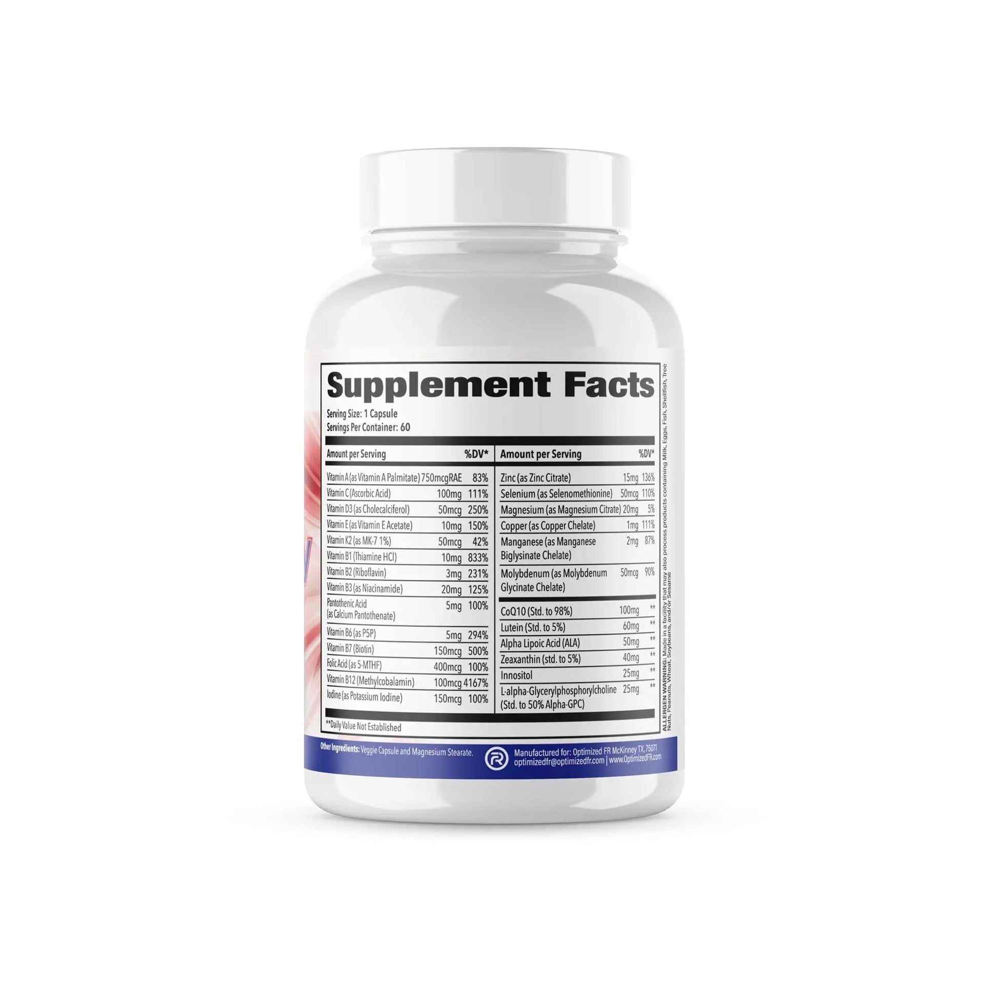 Fit4Duty Multivitamin+ for First Responders, One a Day Multivitamin Plus Other nutrients, 60 Servings, 2 Month Supply Optimized FRAu supplements