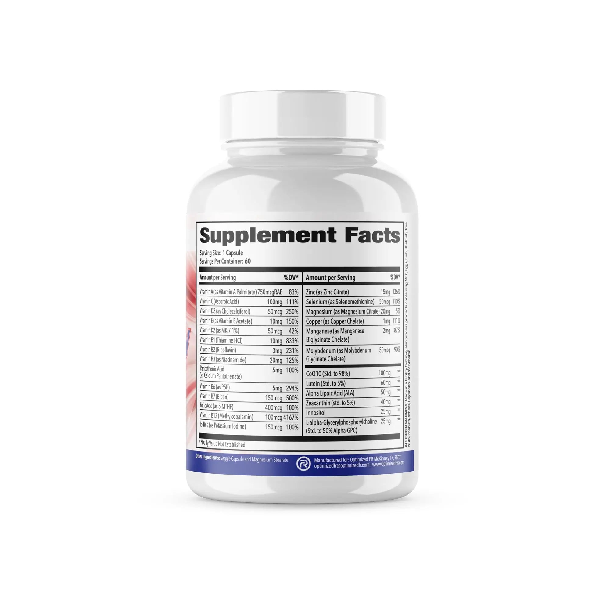 Fit4Duty Multivitamin+ for First Responders, One a Day Multivitamin Plus Other nutrients, 60 Servings, 2 Month Supply Optimized FRAu supplements