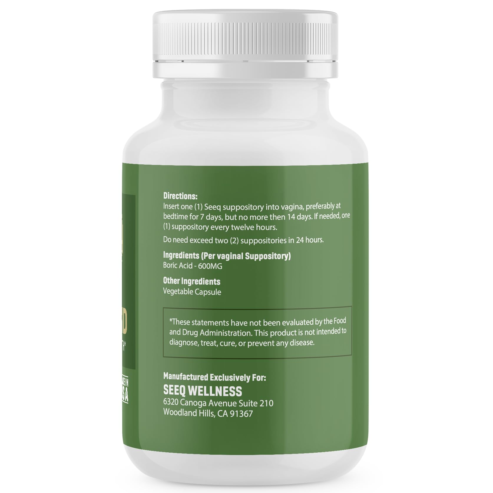 Seeq Wellness Boric Acid Vaginal Suppositories - Helps Support Odor Control and Balance Vaginal PH Seeq WellnessAu supplements