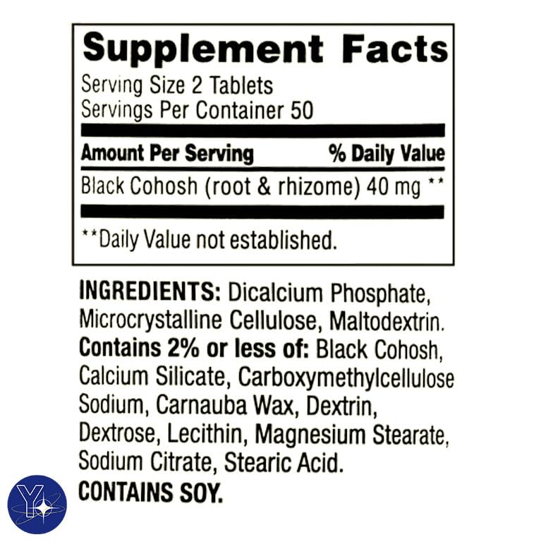 Black Cohosh Menopause Support Dietary Supplement Tablets Spring Valley YOLOMOLOUS supplements