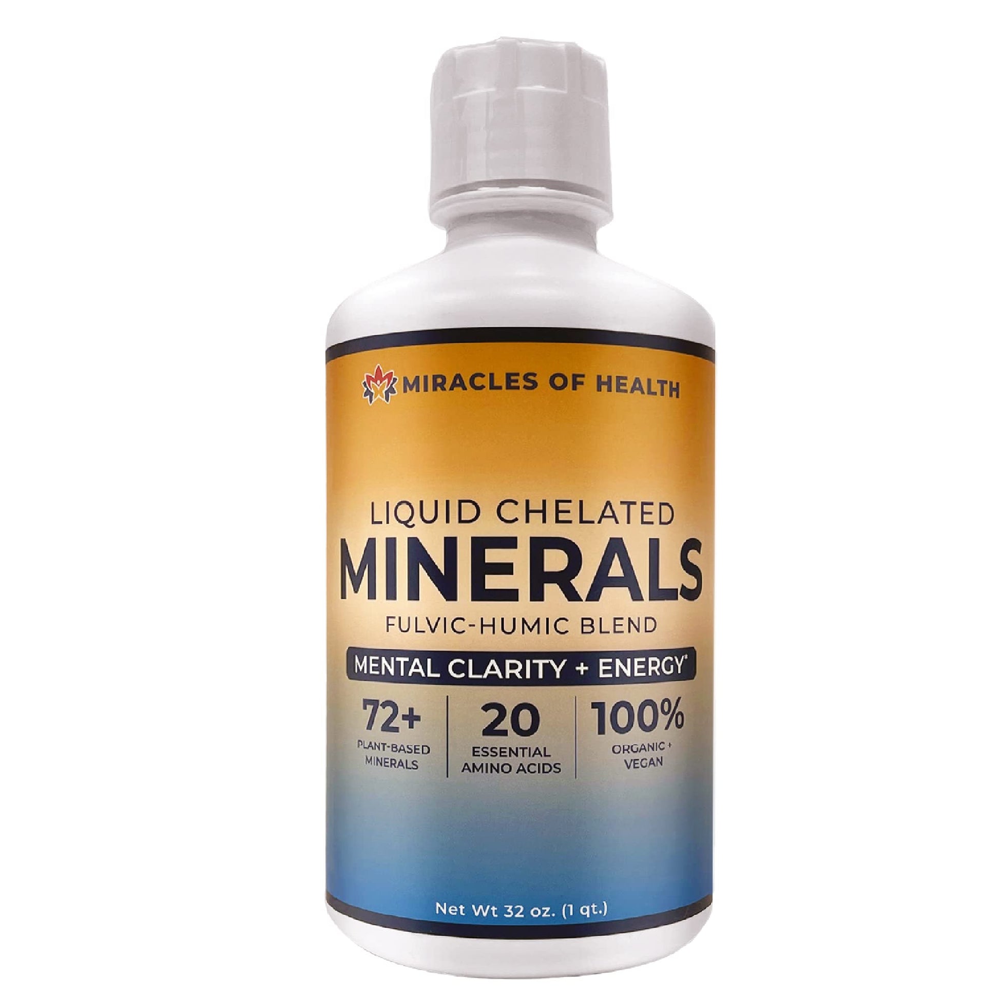 Miracles of Health Liquid Chelated Minerals - Organic Humic Fulvic Mineral Blend - 72+ Plant-Based Minerals, 20 Essential Amino Acids - 100% Natural - 1 Month Supply, 32 fl. oz Miracles of HealthAu supplements