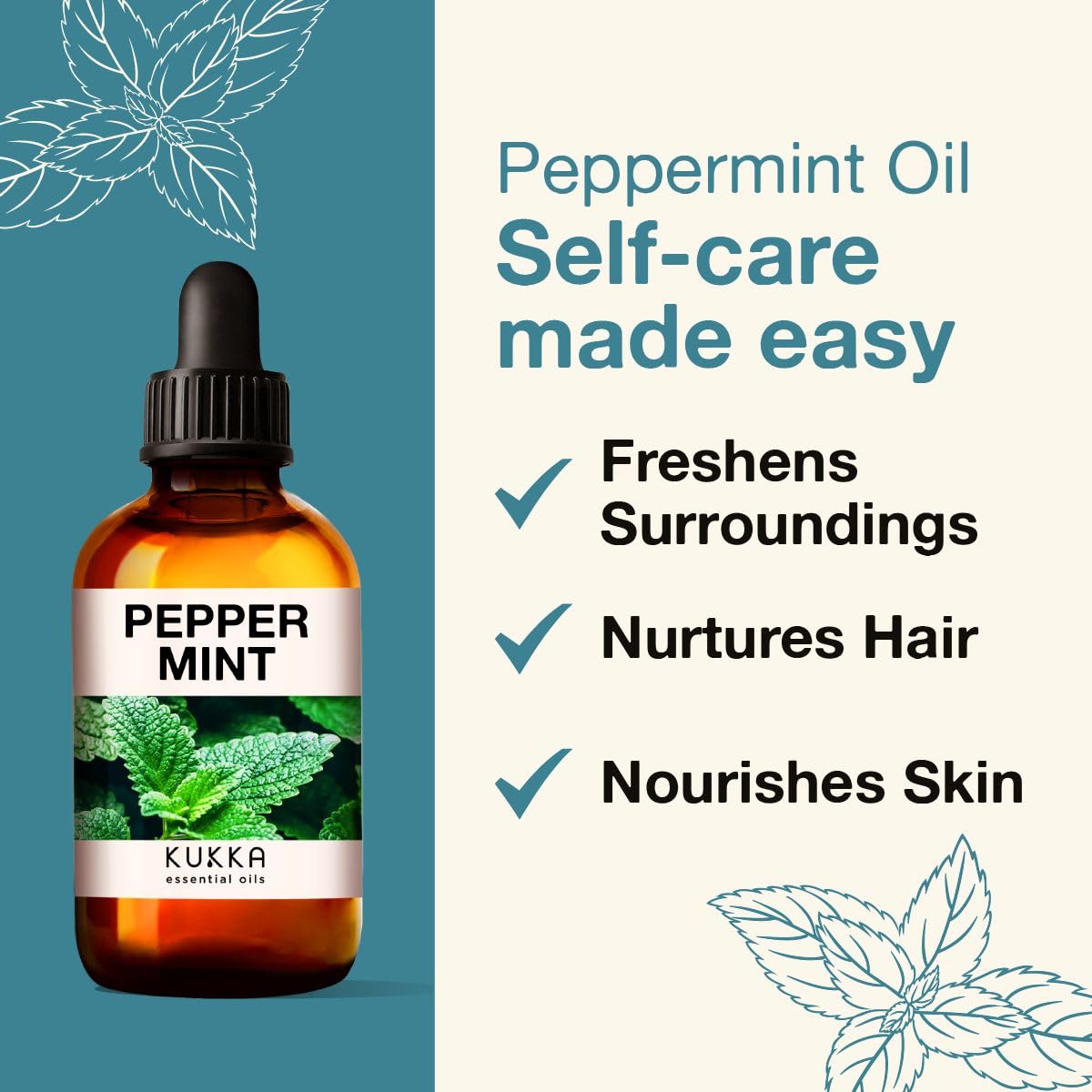 Kukka Peppermint Oil for Hair - Natural Mint Essential Oils - Premium Grade Natural Peppermint Essential Oil KUKKA essential oilsAu supplements