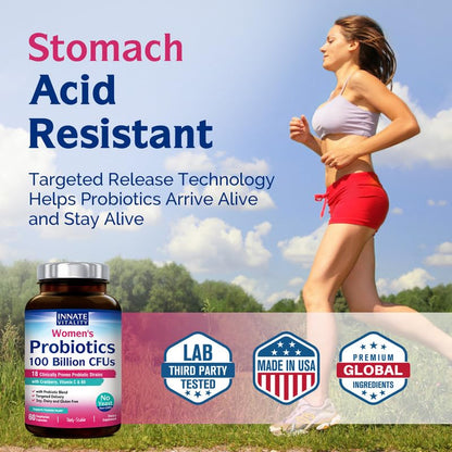 Innate Vitality Women’s Probiotics, 100 Billion CFUs 18 Strains, with Cranberry, Vitamin C Innate VitalityUS supplements