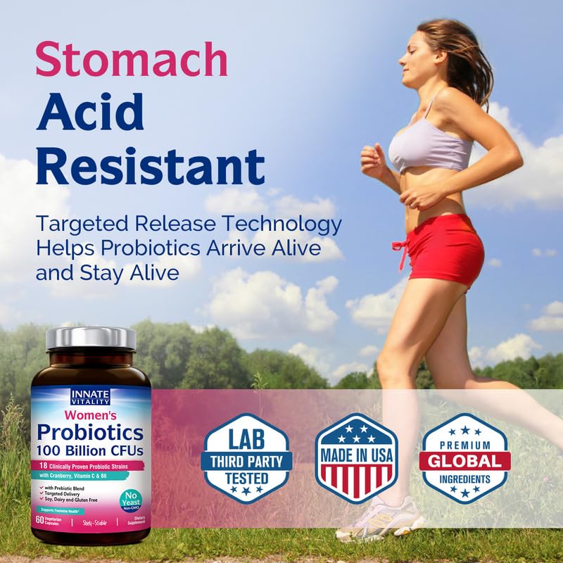 Innate Vitality Women’s Probiotics, 100 Billion CFUs 18 Strains, with Cranberry, Vitamin C Innate VitalityUS supplements