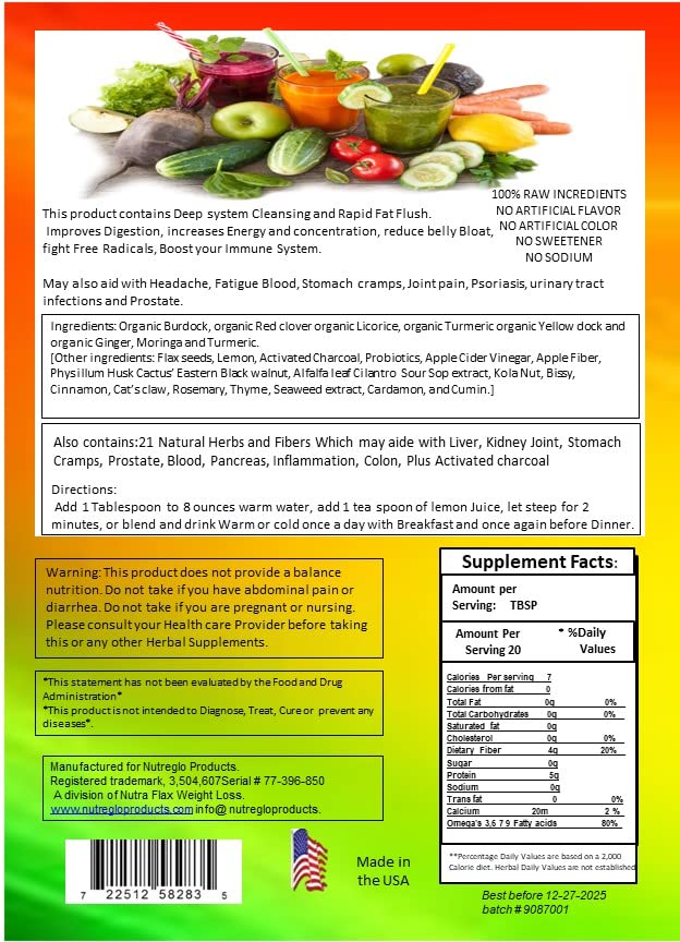 nutreglo 21 Day Rapid Detox and Fat Flush, All Natural Detox Cleanse Drink, Blood Detox NutregloUS supplements