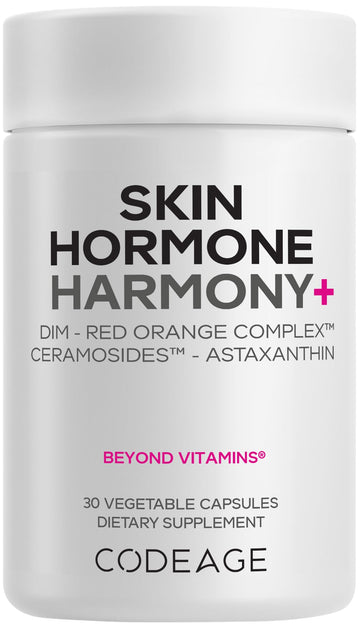 Codeage Skin Hormone Harmony+ Supplement – Skin Hair Support with Ceramosides, Red Orange Complex, Diindolylmethane, Astaxanthin, Vitamin C Ascorbic Acid, Liposomal Delivery – Non-GMO – 30 Capsules CodeageAu supplements