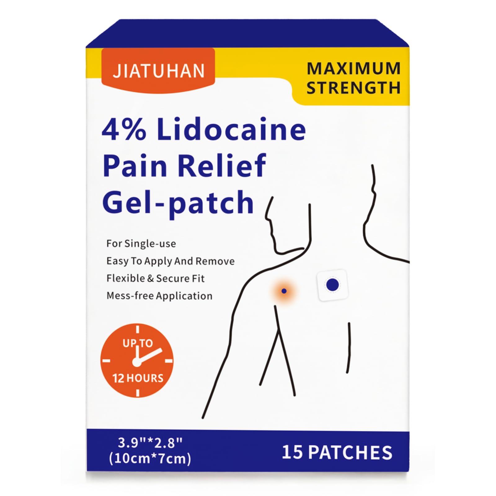 JIATUHAN 4% Lidocaine Pain Relief Patches – Maximum Strength for Back, Neck, Joint & Muscle Pain – Long-Lasting & Flexible – 15 Patches JIATUHANAu supplements