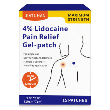JIATUHAN 4% Lidocaine Pain Relief Patches – Maximum Strength for Back, Neck, Joint & Muscle Pain – Long-Lasting & Flexible – 15 Patches JIATUHANAu supplements