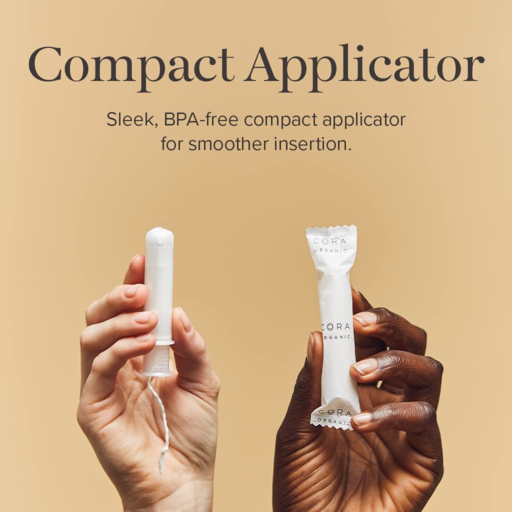 Cora Organic Applicator Tampons | Light Absorbency | 100% Cotton Core, Unscented, BPA-Free Compact CoraAu supplements
