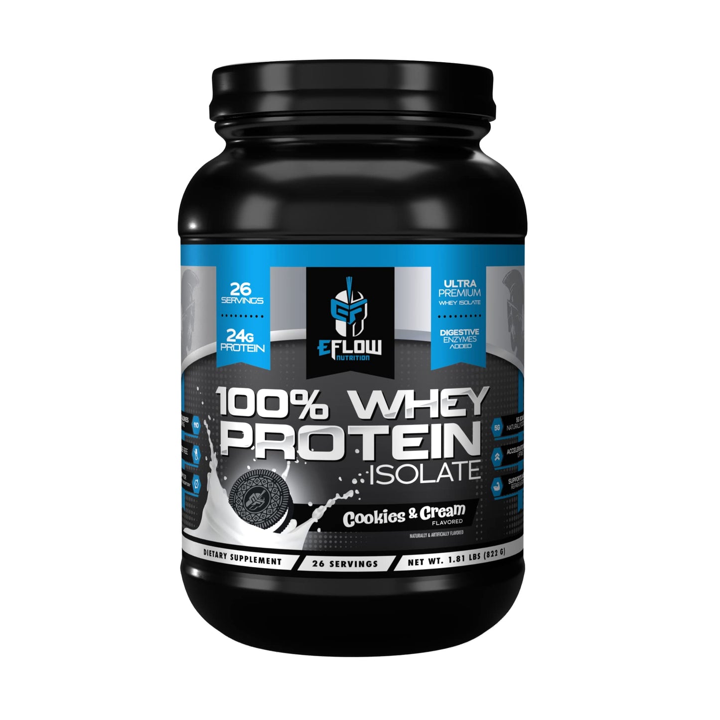 eFlow Nutrition 100% Whey Protein Isolate - Lactose-Free Digestive Enzymes Added eFlow NutritionUS supplements