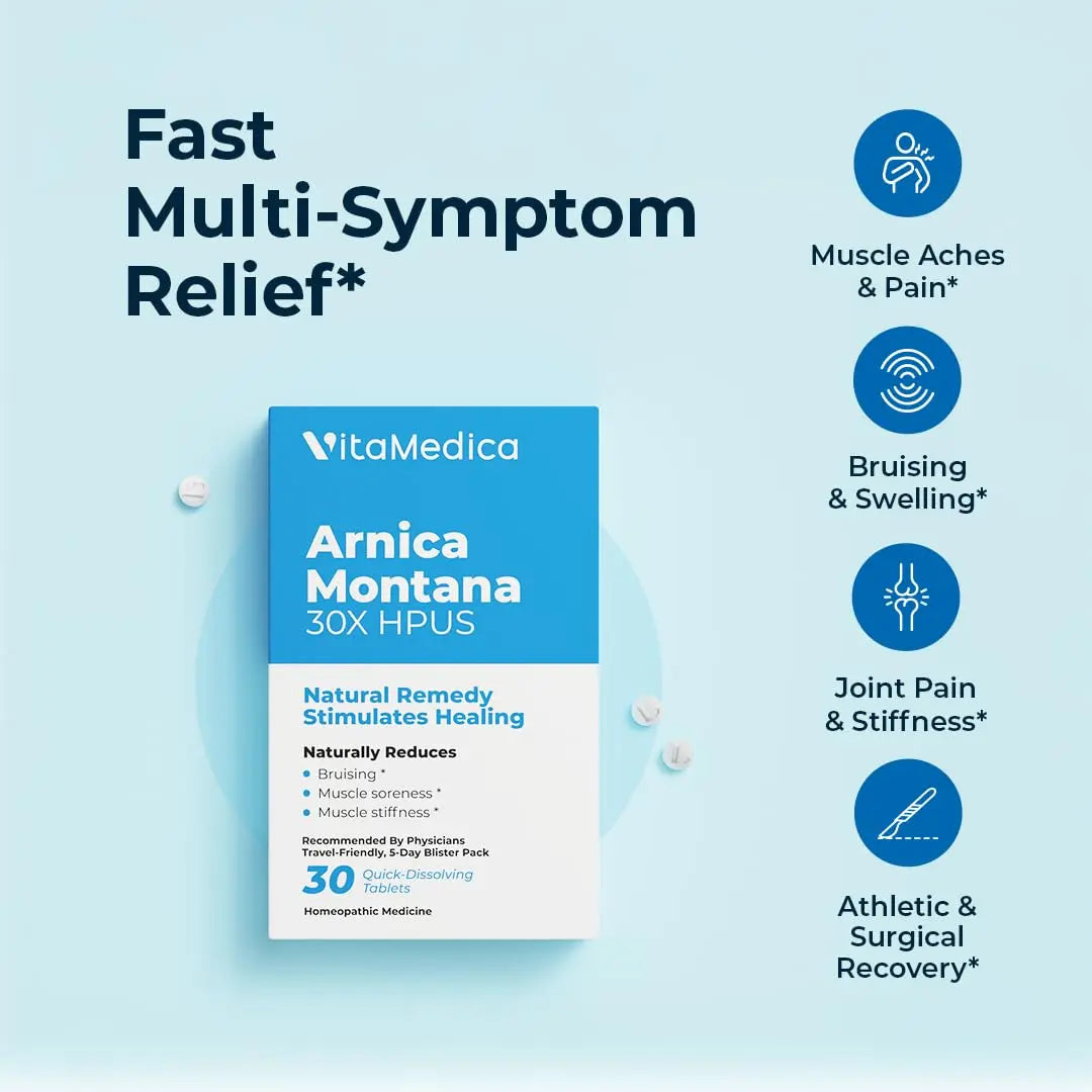 Arnica Montana 30X HPUS, Clinical Grade, Quick Dissolve Tablets, Five-Day Recovery Pack for Pain and Bruise Relief After Surgery or Injury, Natural Healing, Gentle on The Stomach - 30 Count VitaMedicaAu supplements
