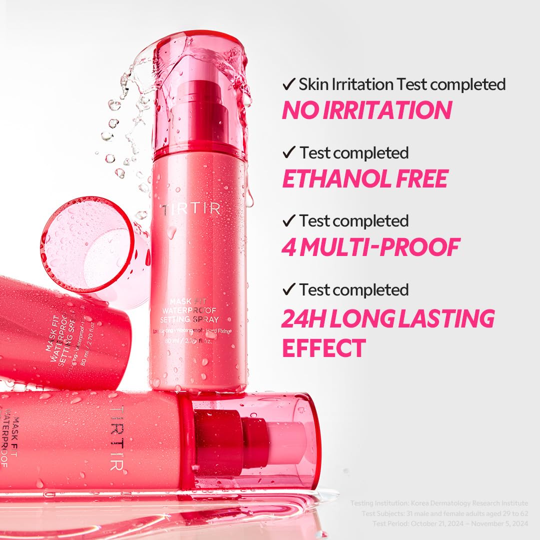 TIRTIR Waterproof Setting Spray – 24 Hour Long Lasting Fix, Sweatproof Water Resistant Makeup Finisher – Ethanol Free, Semi Matte Finish for Oily Skin – Korean Makeup Fixer TIRTIRAu supplements